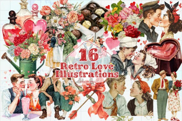Download Retro Love Illustrations PNG - Retro love Collection