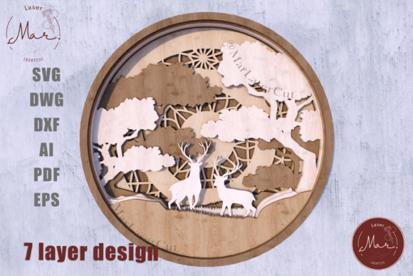 Download DEER with SUN 3D Multilayer VECTOR SVG - 3d multilayer Collection