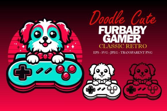 Download Classic Retro Doodle Cute Furbaby Set 1 - Retro doodle Collection