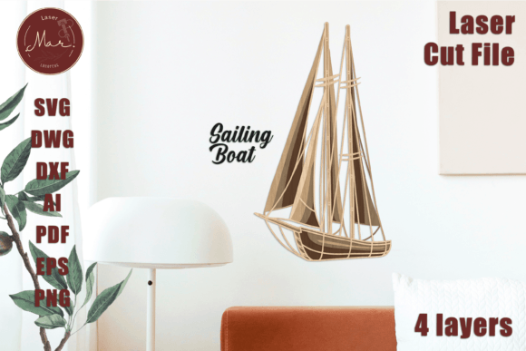 Download Sailing Boat - 3D Multilayer SVG Laser Cut - 3d multilayer Collection
