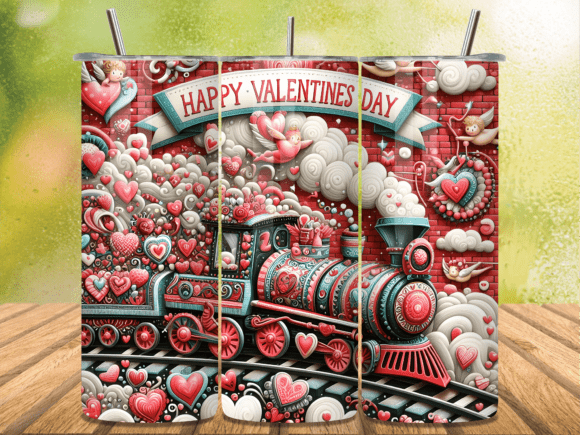 Download Retro Love Train Valentine Tumbler Wrap - Retro love Collection
