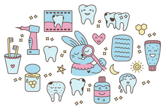 Download Pediatric Dentistry Retro Doodle Set - Premium Resources